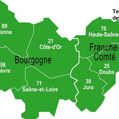 Carte departements bourgogne franche comte