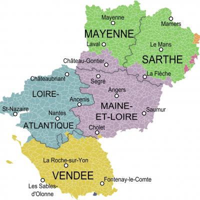 Carte departements pays de la loire