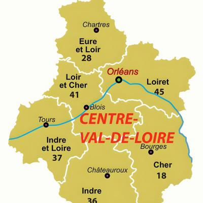 Carte des departements de centre val de loire