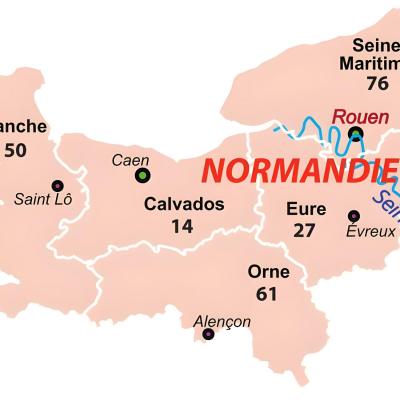 Carte des departements de la region normandie