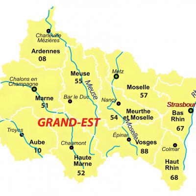 Carte des departements du grand est